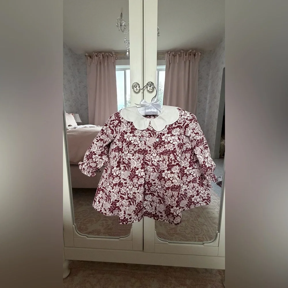 Elegant Floral Kids Dress with White Collar - Picture 5 of 5